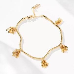 Anthropologie Sylish Chain Tassel Bracelet 14k gold-plated brass